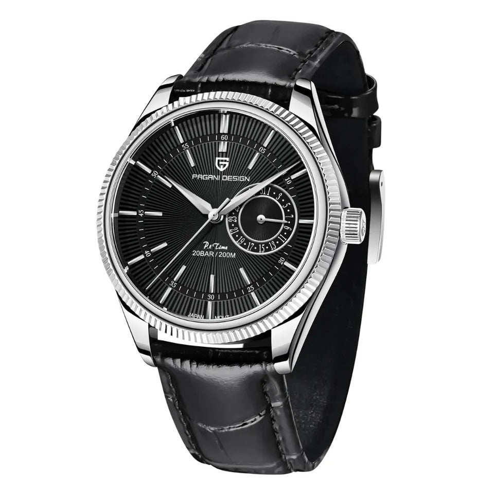 reloj-pagani-design-dauphine-negro-acero-plata-agujas-finas