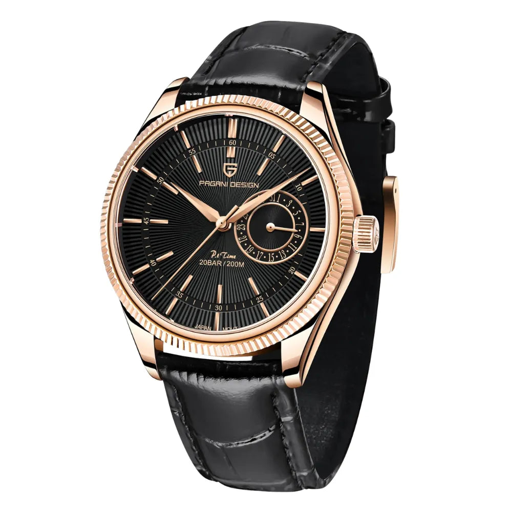 reloj-pagani-design-dauphine-oro-rosa-negro-lujo-ejecutivo
