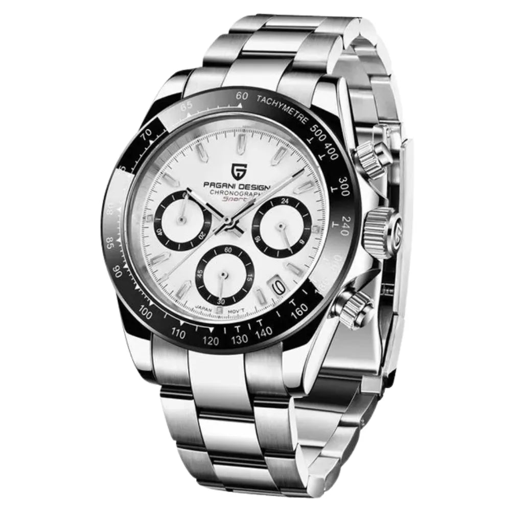 reloj-pagani-design-daytona-blanco-negro-acero-316l-premium