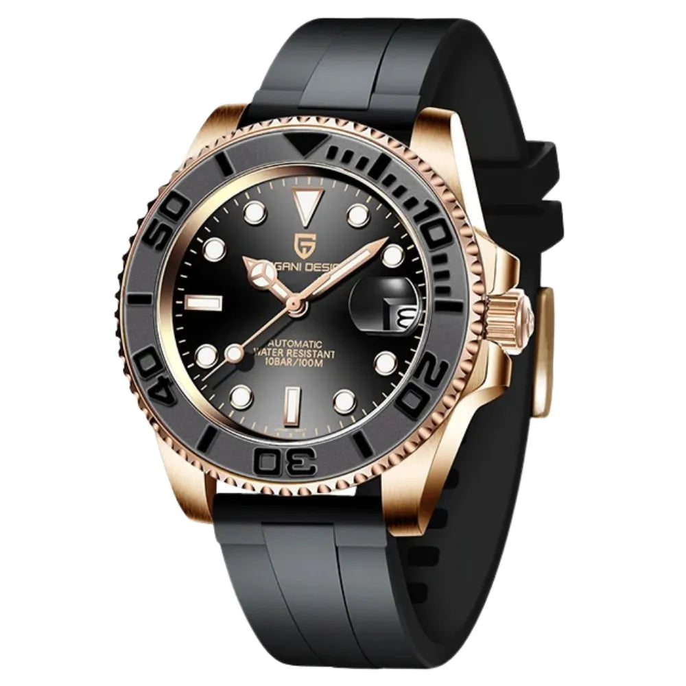 reloj-pagani-design-yacht-master-oro-rosa-negro-caucho-premium