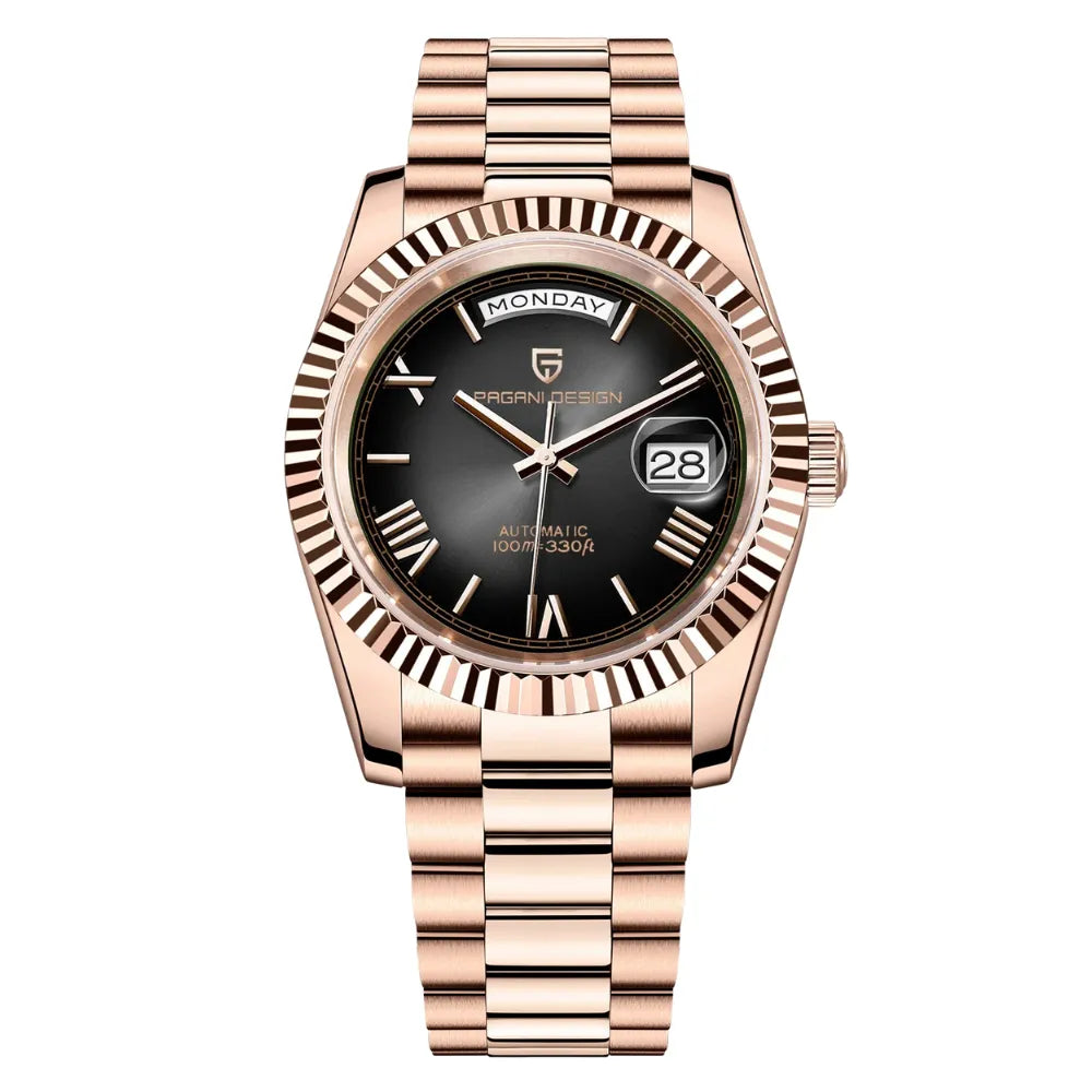reloj-pagani-design-president-rose-gold-negro-bisel-estriado