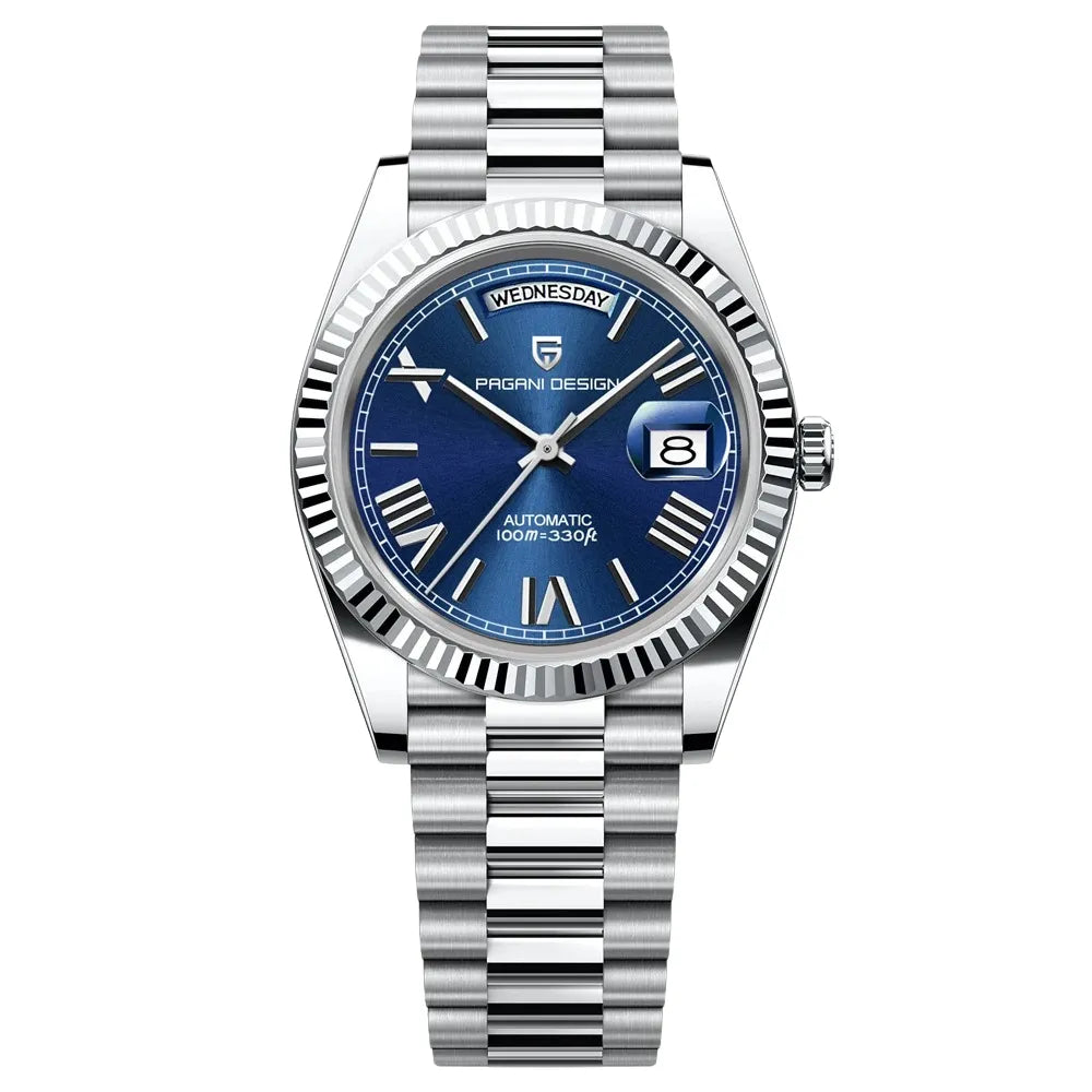 reloj-pagani-design-roman-plateado-azul-rey-negocios-oficina