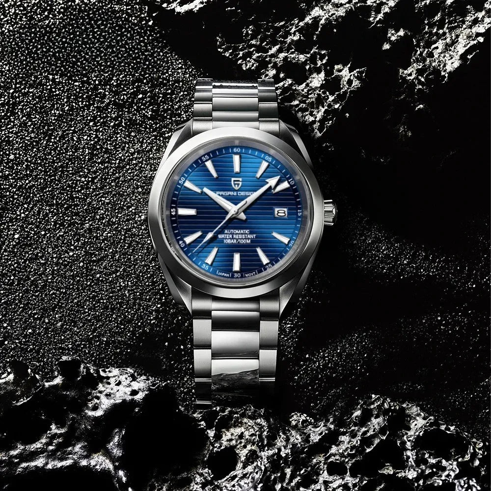 reloj-pagani-design-seamaster-aqua-terra-foto-artistica-fondo-negro-roca