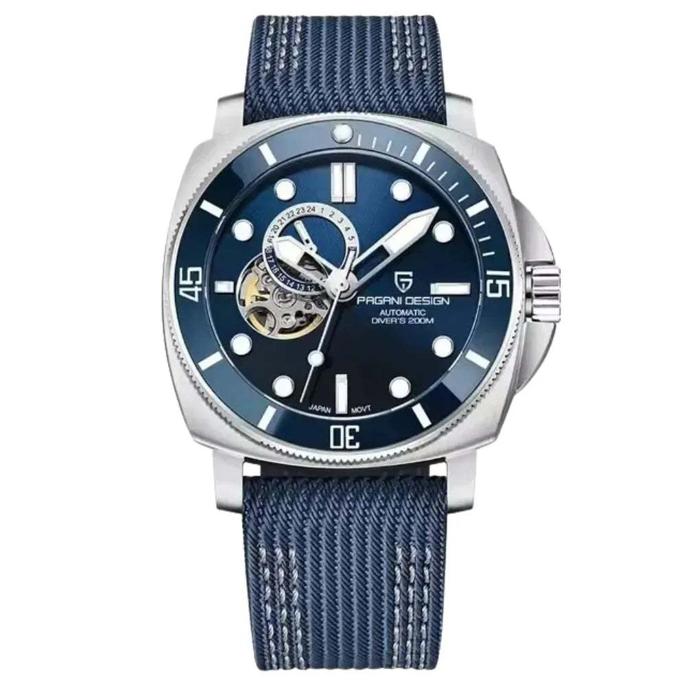 reloj-pagani-design-stealth-azul-correa-nylon-textil-deportivo